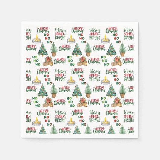 HO HO HO serviettes en papier de Noël pour la fête (Devant)