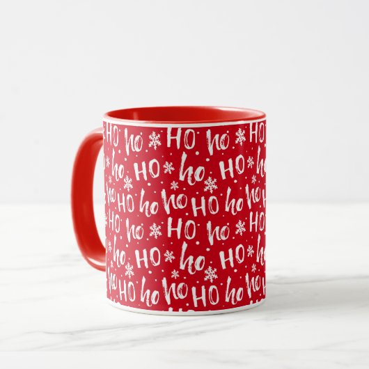 Ho Ho Ho Snowflake Pattern Mok (Voorkant links)