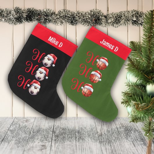 Ho Ho Ho Soccer Aangepaste naam Grote Kerstsok