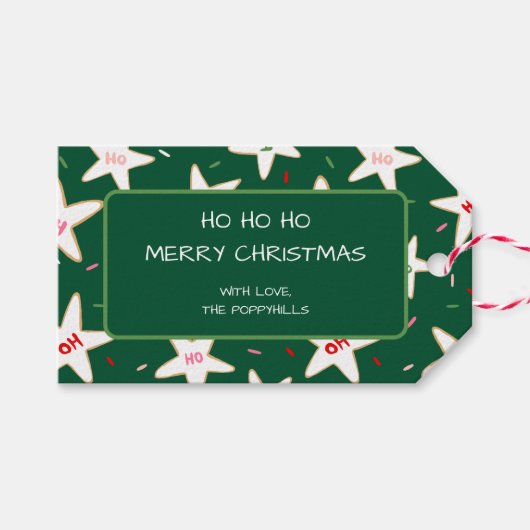 Ho Ho Ho Star Cookie Christmas Cadeaulabel (Voorkant (Horizontaal))
