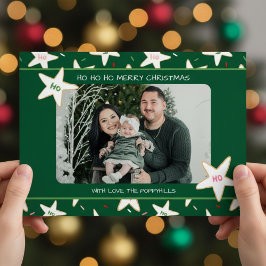 Ho Ho Ho Star Cookie Photo Christmas Feestdagenkaart