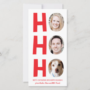 Ho Ho Ho Trois Photo Skinny Carte de vacances roug