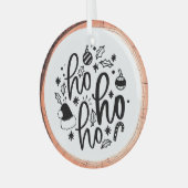 Ho Ho Ho Typografie Keepsake Tree Glas Ornament (Voorkant links)