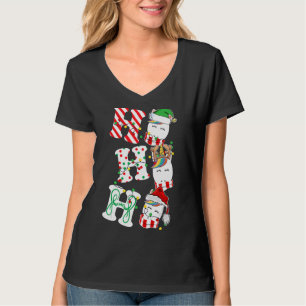 Ho Ho Ho Unicorn Lights Santa Hat reinherder ELF T-shirt