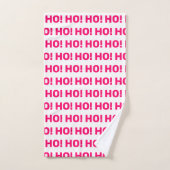 Ho Ho Ho Vacances de Noël rose et blanc (Serviette à main)