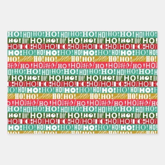 HO! HO! HO! Vakantie inpakpapier, rood en groen Inpakpapier Vel (Voorkant)