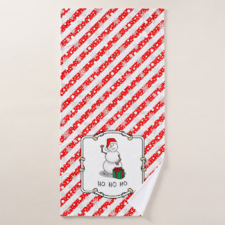 Ho Ho Ho Vrolijk Kerstman Schattige Sneeuwman Bad Handdoek