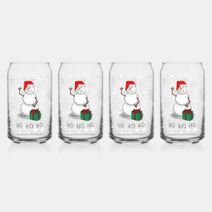 Ho Ho Ho Vrolijk Kerstman Schattige Sneeuwman Blikvorm Glas