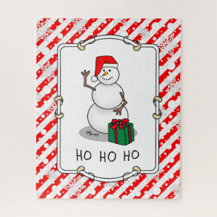 Ho Ho Ho Vrolijk Kerstman Schattige Sneeuwman Legpuzzel