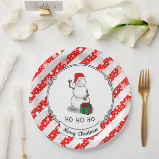 Ho Ho Ho Vrolijk Kerstman Schattige Sneeuwman Papieren Bordje
