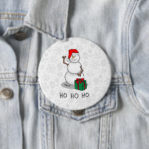 Ho Ho Ho Vrolijk Kerstman Schattige Sneeuwman Ronde Button 4,0 Cm