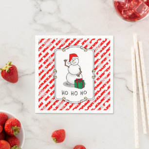 Ho Ho Ho Vrolijk Kerstman Schattige Sneeuwman Servet