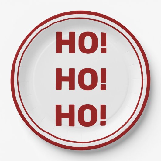 HO HO HO! White Red Holiday Kerstmis Papieren Bordje (Voorkant)