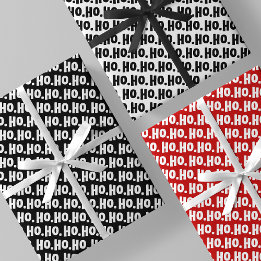 Ho. Ho. Ho. Zwart, Wit & Rode Chic & Stijlvol Inpakpapier Vel