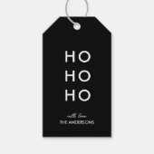 HO HO HO Zwarte Kerst Cadeaulabel (Voorkant)