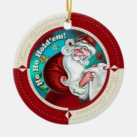 Ho Ho Hold'Em Keramisch Ornament (Voorkant)