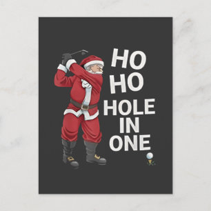 Ho Ho Hole in One Grappige Golf Kerstmis Aankondigingskaart