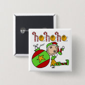 Ho Ho Holiday Elf Vierkante Button 5,1 Cm (Voorkant /achterkant)