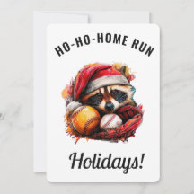 Ho-Ho-Home Run Honkbal Kerstkaart — Personaliseer