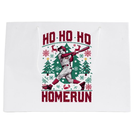 Ho Ho Homerun Honkbal Lelijke Kersttrui Groot Cadeauzakje (Voorkant)