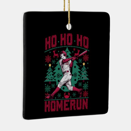 Ho Ho Homerun Honkbal Lelijke Kersttrui Keramisch Ornament (Rechts)