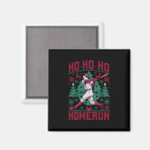 Ho Ho Homerun Honkbal Lelijke Kersttrui Magneet (Voorkant / Achterkant)
