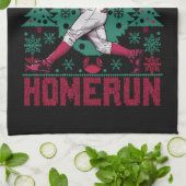 Ho Ho Homerun Honkbal Lelijke Kersttrui Theedoek (Gevouwen)