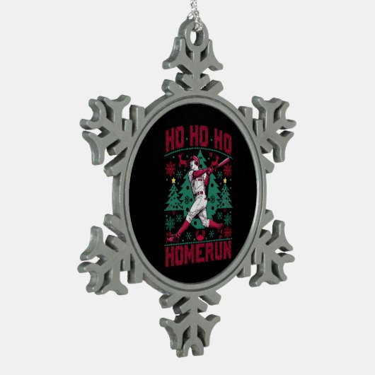 Ho Ho Homerun Honkbal Lelijke Kersttrui Tin Sneeuwvlok Ornament (Links)