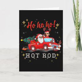 Ho ho Hot Rod Kerstmis Santa Rendieren Vrachtwagen Feestdagen Kaart