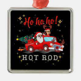 Ho ho Hot Rod Kerstmis Santa Rendieren Vrachtwagen Metalen Ornament