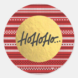 HO HO Kerstfeestdag Knit Sweater Gold Foil Ronde Sticker