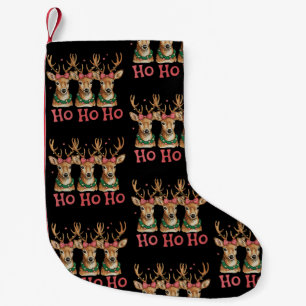 Ho Ho Kersthert Pinke Strik Dames Kerst Reindeer Kleine Kerstsok