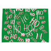 HO HO Kersttekst patroon wit rood Groot Cadeauzakje (Voorkant)