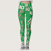 HO HO Kersttekst patroon wit rood Leggings (Voorkant)