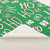 HO HO Kersttekst patroon wit rood Sherpa Deken (3/4)