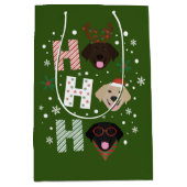 Ho Ho Labrador Retriever Vrolijk Kerstfeest Medium Cadeauzakje (Voorkant)