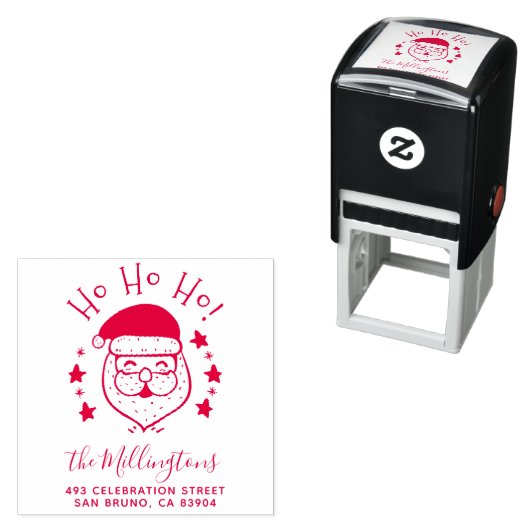 Ho Ho! | Lachend Santa Kerstmis Retouradres Zelfinktende Stempel (In situ)