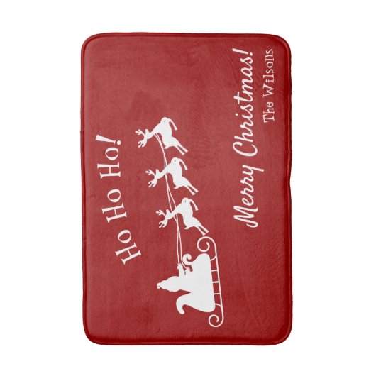 Ho Ho Merry Kerstmis met Kerstman, Red Bath Mat (Voorkant Verticaal)