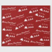Ho Ho Merry Kerstmis met Kerstman, rood Cadeaupapier (Vlak)
