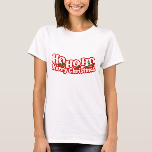 Ho Ho Merry Kerstmis T-shirt (Voorkant)