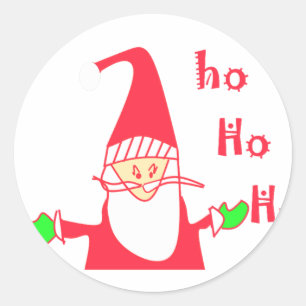 Ho Ho Merry Kerstmis van Santa.png Ronde Sticker