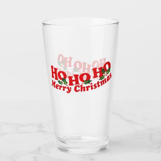 Ho Ho Merry-kerstrood met heilig Glas (Achterkant)