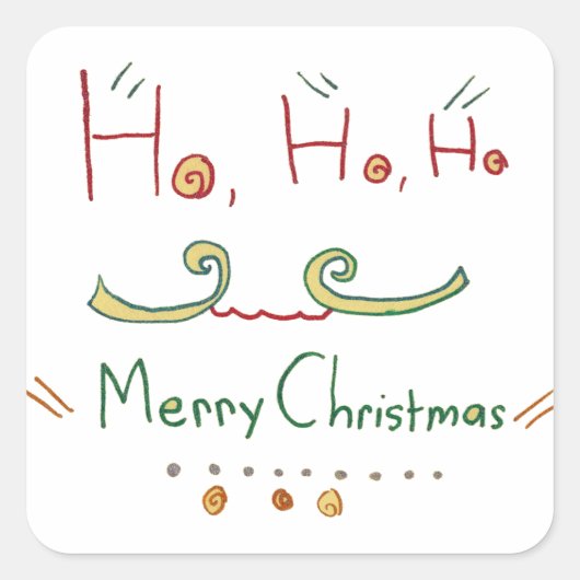 HO HO Merry Kerstticker Vierkante Sticker (Voorkant)