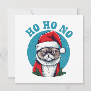 Ho ho nee - grappige chagrijnige kerstman kat