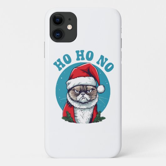 Ho ho nee - grappige chagrijnige kerstman kat Case-Mate iPhone case (Achterkant)