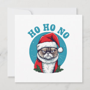 Ho ho nee - grappige chagrijnige kerstman kat kaart