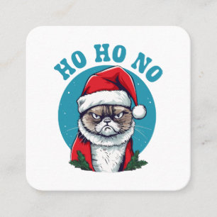 Ho ho nee - grappige chagrijnige kerstman kat vierkante visitekaartje
