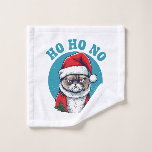 Ho ho non - drôle de chat grumpy santa (Gant de toilette)