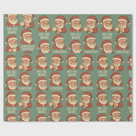 HO HO Nope Green Background Cadeaupapier