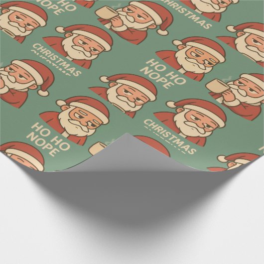 HO HO Nope Green Background Cadeaupapier (Hoek)